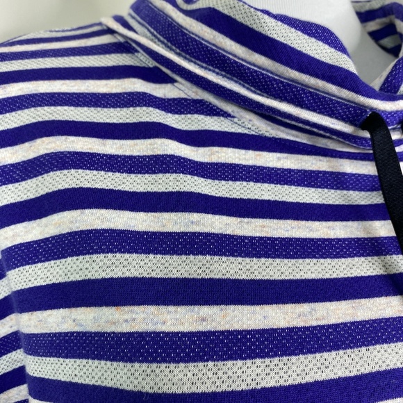 NWT T by Talbots Purple Stripe Pullover Top Funnel Neck Sz. L Cotton - Picture 10 of 14